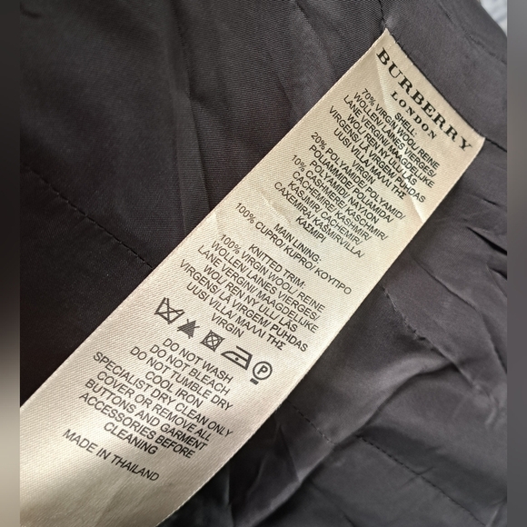 Burberry Women's Pea Coat Jacket Wool Chunky Knit Sleeves Gray Vintage Y2K 4 US - Picture 15 of 16